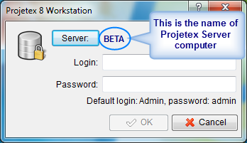 Projetex_login_window